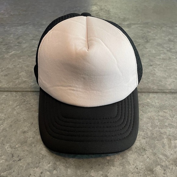 Black White Trucker Snapback Hat Cap Plain Blank Magic Headwear 90s Retro - Picture 1 of 10